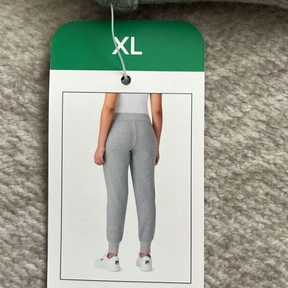 Fila Rib Cuffed Jogger Pants Elastic Tie Waist - Picture 2 of 8